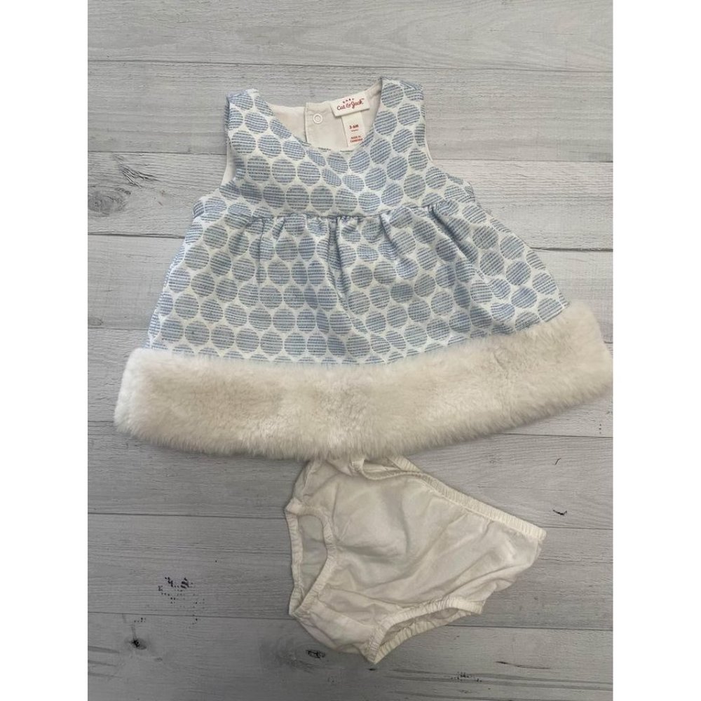 Cat And Jack metallic blue faux fur Dress 3/6 Months‎